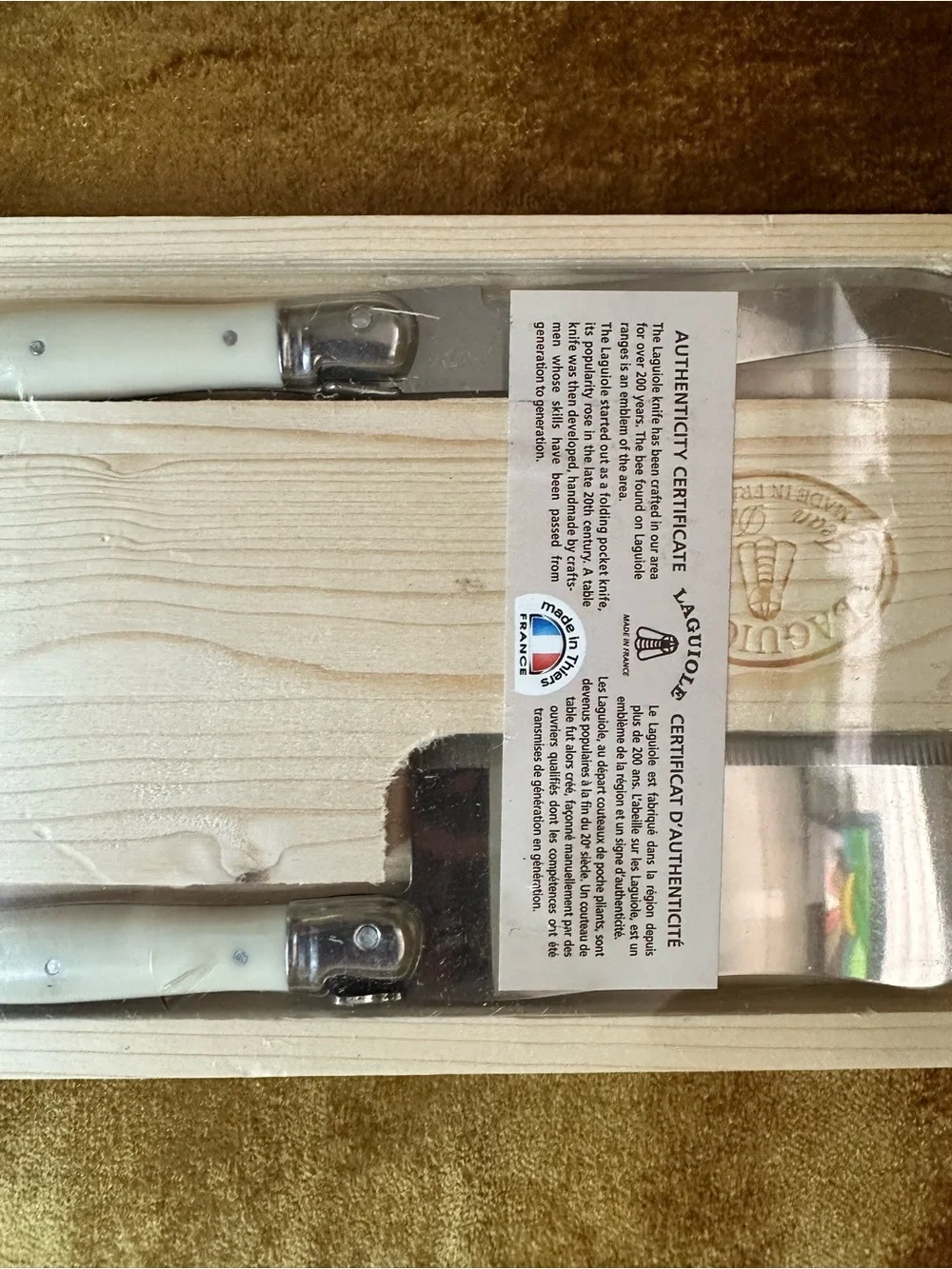 New Laguiole 3 Piece Wine & Cheese Knife Service Set Made in France